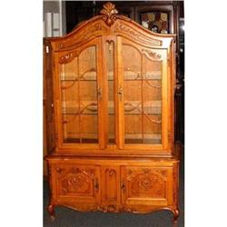 1970s French Oak China Cabinet #1081483