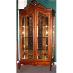 1890s Walnut Louis XV Display Cabinet China #1081485