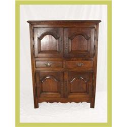 1800s Oak 4-Door Flemish Provincial Cabinet #1081489