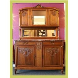 1910 French Walnut Louis XVI Marble-Top Buffet #1081495