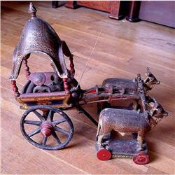 Asian 18c Royal Ox Drawn Wooden Cart Model #1081671