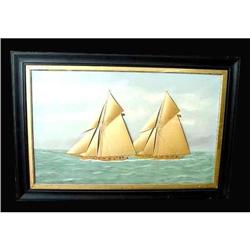 Willis Marine American Oil Painting Silk 19c #1081678