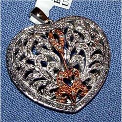 14kt White Rose Gold Diamond Heart Pendant 14K #1081781