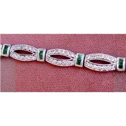 14kt Gold Emerald Diamond Bracelet 14K #1081785