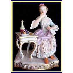 MEISSEN TASTE LACY DRESSED LADY AT TABLE 19C #1082010