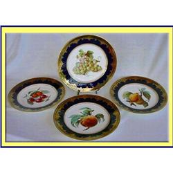 SIGNED SEVRES PORCELAIN PLATES H-PAINTED FRUIT #1082011