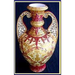 GILDED OPENWORK ROYAL CROWN DERBY VASE 19C MINT#1082013