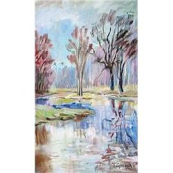 "Sokolniki. April" oil in impressionism style. #1091914