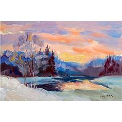 "Winter. Decline" oil in impressionism #1091921