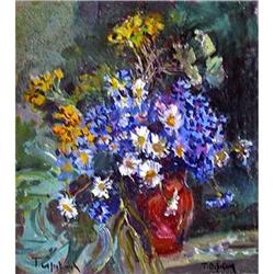 "Cornflower - an etude" impressionism oil #1091934