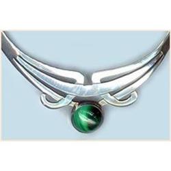 VINTAGE MEXICAN STERLING MALACHITE NECKLACE #1092175