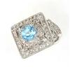Image 1 : 3 CTW  BLUE TOPAZ & DIAMOND CLUSTER RING !! #1092229