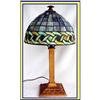 Image 1 : SALEM LAMP W BLUE LEADED GLASS SHADE #1092604