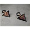 Image 1 : Estate 14K Pink Rose Gold Ruby Onyx Earrings  #1102739