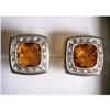Image 1 : Estate Italian Citrine Diamond Earrings Gold  #1113723
