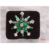 Image 1 : Unsigned Jomaz Green Emerald Rhinestone Brooch #1120743