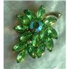 Image 1 : Handset Green Rhinestone Brooch #1122223