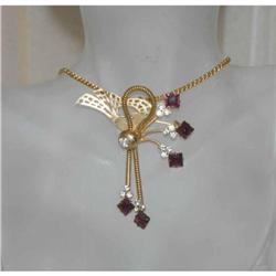 Retro Convertible Rhinestone Necklace Brooch #1122348