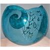 Image 1 : HUGE HAND MADE CARVED AQUA CRACKLE GLASS BOWL #1122452
