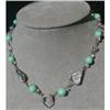 Image 1 : Czech CRYSTAL Necklace GREEN Beads VINTAGE #1122623