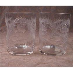 TUTHILL Cut GLASS Tumblers PAIR Antique SIGNED #1122773