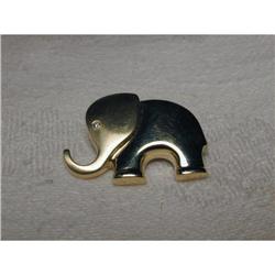 Estate 14K YG Diamond Elephant Animal Brooch #1123017