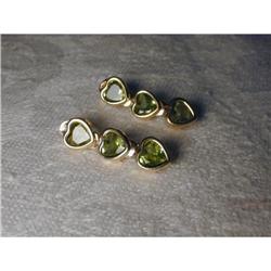 Estate 14K YG Gold Peridot Heart Drop Earrings #1123024