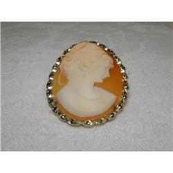 Estate 14K WG Marquisite Carved Cameo Pendant #1123032