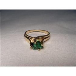 Estate 14K YG Yellow Gold Green Tourmaline Ring#1123044