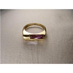 Estate 18K Yellow Gold Blue Topaz Amethyst Ring#1123045