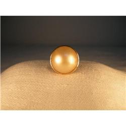 Elegant Estate 18K YG Huge Round Pearl Ring #1123113