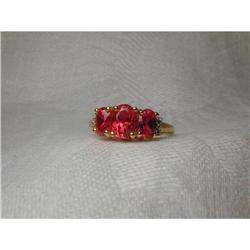 Lovely Estate 14K YG Rubies Diamond Ring Band #1123115