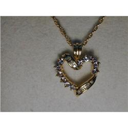 Rare 14K Diamond Tanzanite Iolite Heart Pendant#1123116