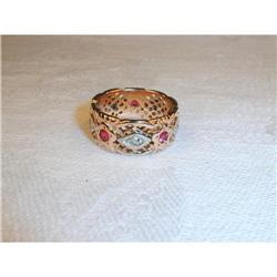 Antique 14K Pink Rose Gold Diamond Ruby Band #1123133