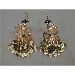 Estate 14K Pink Gold Dove Hanging Earrings #1123141