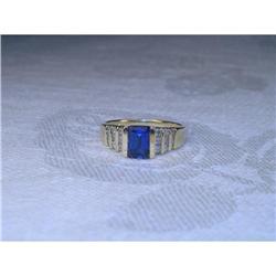 Estate 14K YG 1 CT Carat Sapphire Diamond Ring #1123149