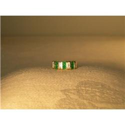 Estate 14K YG Baguette Emerald Diamond Ring #1123152