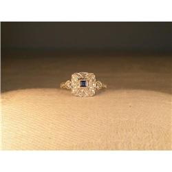 Rare Estate 14K WG Gold Diamond Sapphire Ring #1123156