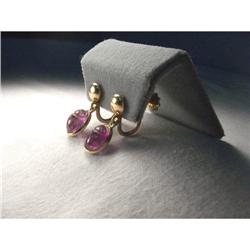 14K Pink Gold Amethyst Egyptian Scarab Earrings#1123270