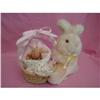 Image 1 : OOAK Artist Polymer Bunny Baby w/Basket, Mint, #1124163