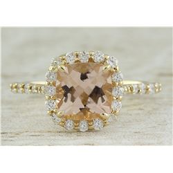 2.32 CTW Morganite 18K Yellow Gold Diamond Ring