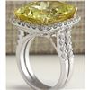 Image 3 : 14.12 CTW Natural Lemon Quartz And Diamond Ring In14K Solid White Gold