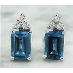 2.65 CTW Topaz 18K White Gold Diamond Earrings