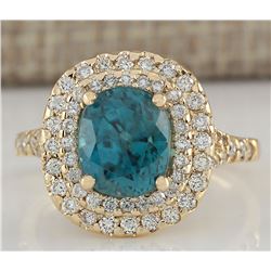 5.21 CTW Natural Zircon And Diamond Ring In 14K Yellow Gold