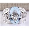 Image 1 : 7.97 CTW Natural Aquamarine And Diamond Ring In 14k White Gold