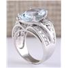 Image 3 : 7.97 CTW Natural Aquamarine And Diamond Ring In 14k White Gold