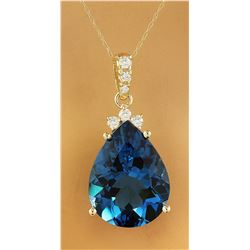 18.35 CTW Topaz 18K yellow Gold Diamond Necklace