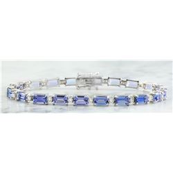 11.55 CTW Tanzanite 14K White Gold Diamond Bracelet