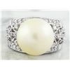 Image 1 : 0.60 CTW Pearl 18K White Gold Diamond Ring