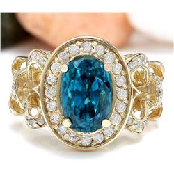7.82 CTW Natural Zircon 14K Solid Yellow Gold Diamond Ring
